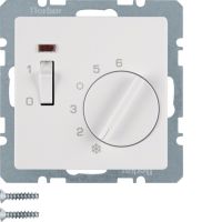 Regulator temperatury pomieszczenia 24 V styk zwierny, el.centralny, łącznik, dioda, biały, aksamit | 20316089 Hager