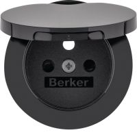 Płytka czołowa do gniazda z/u i pokrywą, czarny, połysk, R.1/R.3 | 3965832045 Hager