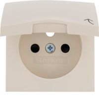 Płytka czołowa z przysłonami styków do gniazda z/u z pokrywą kremowy, połysk, B.Kwadrat | 3965838992 Hager