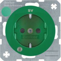 Gniazdo Schuko z diodą kontrolną LED zielony, połysk, R.1/R.3 | 41102003 Hager