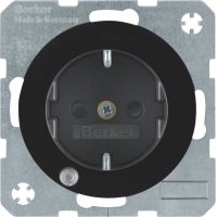 Gniazdo Schuko z diodą kontrolną LED czarny, połysk, R.1/R.3 | 41102045 Hager