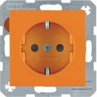 Gniazdo Schuko z/u zaciski śrubowe, pomarańczowy, połysk, B.x/S.1 | 41438914 Hager
