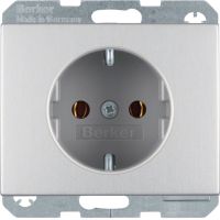 Gniazdo Schuko kompletne, samozaciski, aluminium, K.5 | 47157003 Hager