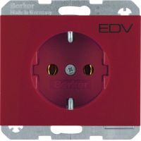 Gniazdo Schuko z nadrukiem "EDV", samozaciski, czerwony, K.x | 47157115 Hager
