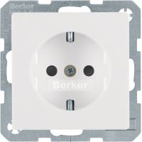 Gniazdo SCHUKO kompletne z przesłonami styków, samozaciski, biały, aksamit, Q.x | 47236089 Hager