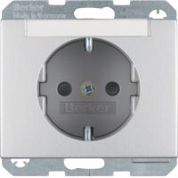 Gniazdo Schuko z polem opisowym, alu, K.5 | 47387003 Hager