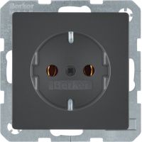 Gniazdo Schuko kompletne, samozaciski, antracyt aksamit, lakierowany, Q.x | 47436086 Hager