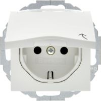Gniazdo Schuko z pokrywą i polem opisowym, z przesłonami styków, biały, S.1/B.3/B.7 | 47461909 Hager