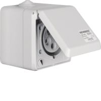 Gniazdo CEE n/t 16 A z pokrywą, 5-biegunowe, jasnoszary | 558001 Hager