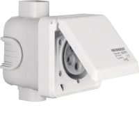 Gniazdo CEE p/t 16 A z pokrywą, 5-biegunowe, biały | 568001 Hager