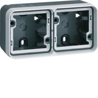 Adapter n/t podwójny poziomy, 2 wejścia, IP55, szary, Berker W.1 | 6719323505 Hager