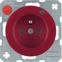 Gniazdo z/u i diodą kontrolną LED, czerwony, połysk, R.1/R.3 | 6765092022 Hager