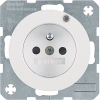 Gniazdo z/u i diodą kontrolną LED, biały, połysk, R.1/R.3 | 6765092089 Hager
