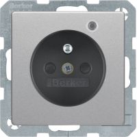 Gniazdo z/u z diodą kontrolną LED, z podwyższoną ochroną styków, alu aksamit, lakierowany, Q.x | 6765096084 Hager