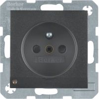 Gniazdo z/u i podświetleniem orientacyjnym LED, antracyt, mat, B.x | 6765101606 Hager