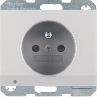 Gniazdo z/u i podświetleniem orientacyjnym LED, alu, K.5 | 6765107003 Hager
