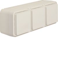 Gniazdo z uziemieniem 2P+Z kompletne 3-kr poziome, IP55, biały | 6768833512 Hager