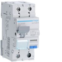 Wyłącznik różnicowo-prądowy z członem nadprądowym 1P+N 6kA B 32A/30mA Typ AC, RCBO | ADC932D Hager