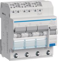 Wyłącznik różnicowoprądowy z członem nadprądowym 3x1P+N 6kA B 13A/30mA Typ A QC/QBB, RCBO | ADZ313D Hager