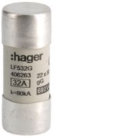 Wkładka bezpiecznikowa cylindryczna CH-22 22x58mm gG 32A 500VAC | LF532G Hager