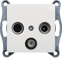 Gniazdo R-TV-SAT przelotowe, biały, Lumina | WL3120 Hager