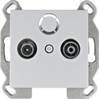 Gniazdo R-TV przelotowe, srebrny, Lumina | WL3022 Hager