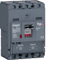 Wyłącznik mocy h3+ P160 3P 100A 25kA TM, MCCB | HHS100DC Hager