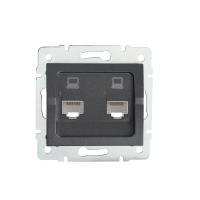 Gniazdo komputerowe podwójne niezależne 2x RJ45Cat 5e Jack LOGI 02-1410-041 gr kolor grafitowy | 25287 Kanlux