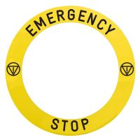 Etykieta do przycisku awaryjnego zatrzymania, EMERGENCY STOP, 90mm, żółta, Harmony XB4 | ZBY8L330 Schneider Electric