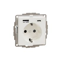 Gniazdo Schuko z ładowarką USB A+C 3A, biel polarna, Merten | MTN2367-0319 Schneider Electric