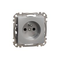 Gniazdo zasilające 2P+PE z przesłonami torów prądowych, zaciski bezgwintowe, srebrne edna Design & Elements | SDD113012 Schneider Electric