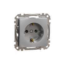 Gniazdo schuko, srebrne aluminium, Sedna Design & Elements | SDD113025 Schneider Electric