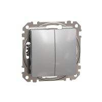 Przycisk podwójny, srebrne aluminium, Sedna Design & Elements | SDD113118 Schneider Electric