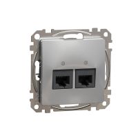 Gniazdo komputerowe podwójne RJ45 kat. 5e UTP, srebrne aluminium, Sedna Design & Elements | SDD113452 Schneider Electric
