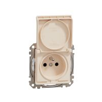 Gniazdo zasilające 2P+PE z przesłonami torów prądowych, zaciski bezgwintowe IP44, beżowy, Sedna Design & Elements | SDD212014 Schneider Electric