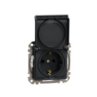 Gniazdo zasilające schuko z przesłonami torów prądowych IP44, czarny antracyt, Sedna Design & Elements | SDD214023 Schneider Electric