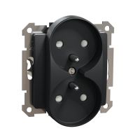 Gniazdo 2x2P+PE z przesłonami do systemu ramkowego (do ramek Elements), czarny antracyt, Sedna Design & Elements | SDD114271 Schneider Electric