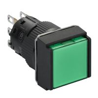 Przycisk płaski zielony samopowrotny LED 24V 2NO kwadratowy plastikowy | XB6ECW3B1P Schneider Electric