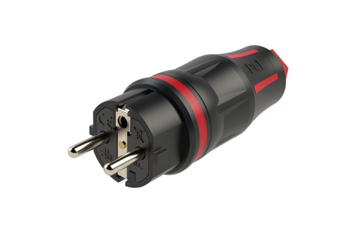 Wtyczka przenośna gumowa 16A 3P 230V IP54, z dławikiem, czerwony, Top, Taurus2 | 05721-sr PCE