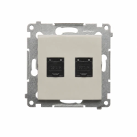 Gniazdo komputerowe podwójne RJ45 kat. 6, z osłoną przeciwkurzową, kaszmirowy D62.01/42 Simon 54 | D62.01/42 Kontakt Simon