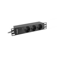 Listwa zasilająca RACK PDU 10" LANBERG 1U 16A 2m 3X SCHUKO czarna | PDU-03F-0200-BK Lanberg