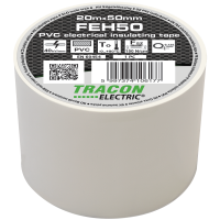 Taśma izolacyjna, biała 20m×50mm, PVC, 0-90stC, 40kV/mm | FEH50 Tracon