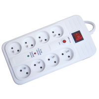 Przedłużacz 8 gn. z ochroną przep. i nadpr.+konc+tel bolec 8×FRENCH, 3m, max.16A, 250V, 3680W, H05VV | HNKTMF8-3M-KT Tracon