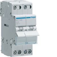 Modułowy przełącznik instalacyjny I-0-II punkt wspólny od góry 2P 40A 230VAC | SFT240 Hager