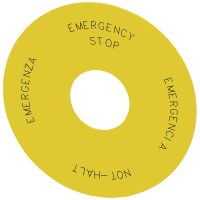 Etykieta samoprzylepna Żółta Z inskrypcją EMERGENCY STOP w 4 Językach DE EN IT SP, SIRIUS ACT | 3SU1900-0BC31-0NB0 Siemens
