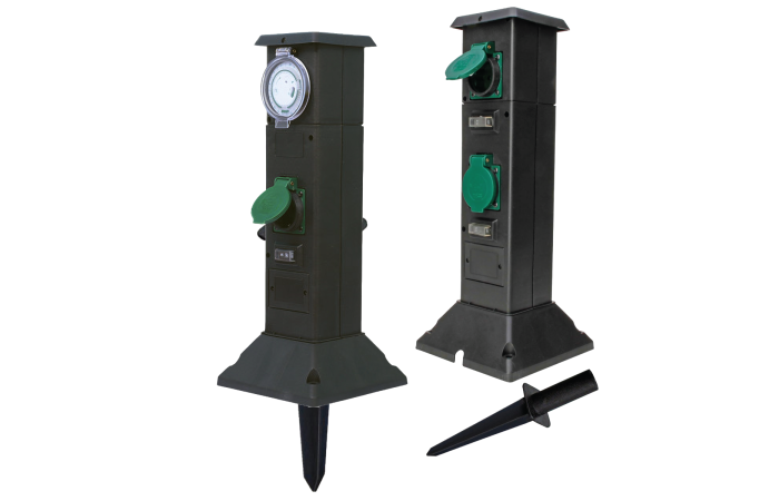 Słupek ogrodowy z trzema gniazdami i zegarem mechanicznym | TGS203FT BestService