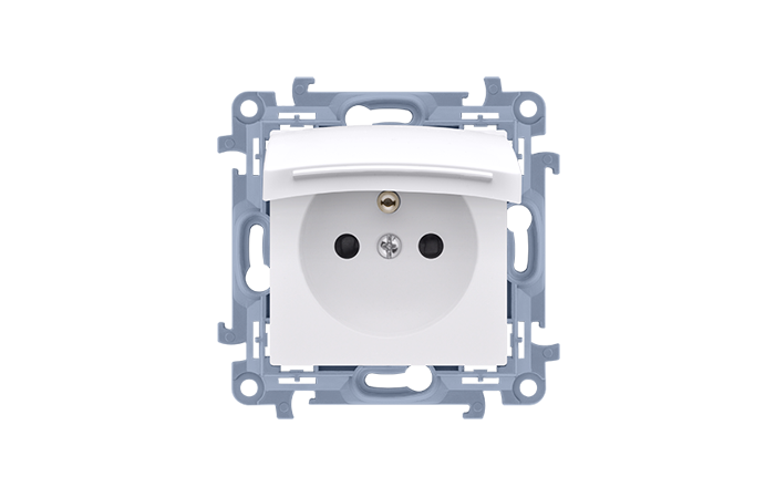Gniazdo wtyczkowe IP44, klapka w kolorze pokrywy 16A, zaciski śrubowe, biały CGZ1BU.01/11 Simon 10 | CGZ1BU.01/11 Kontakt Simon