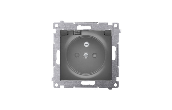 Gniazdo wtyczkowe IP44 z uszczelką 16A, 250V, zaciski śrubowe, klapka transp., czarny mat, Simon 54 | DGZ1BZ.01/49A Kontakt Simon