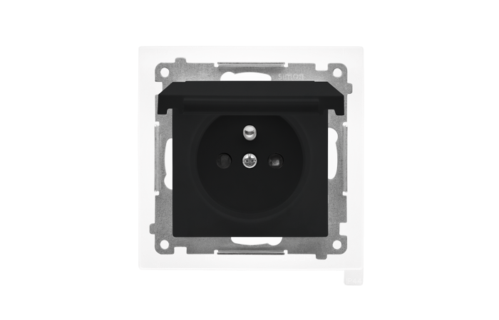 Gniazdo wtyczkowe IP44 z uszczelką (moduł) 16A 250V, szybkozłącza. Czarny mat Simon 55 | TGZ1BCZ.01/149 Kontakt Simon