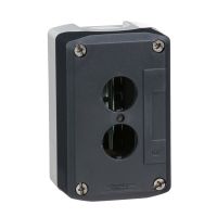 Pusta kaseta sterująca 2 otwory Fi-22mm ciemno szara z jasno szarą bazą plastikowa Harmony XALD | XALD02H7 Schneider Electric